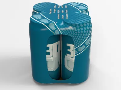 4 pack 400ml Sleek Shinkwrapped Beverage Cans 3D model 3D model