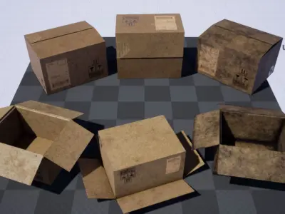 Cardboard Box Low-poly 3D model