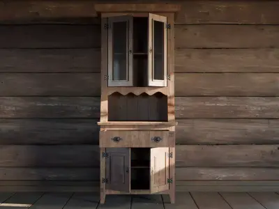 Small Rustic Cabinet - Country Style Wooden Cabinet - 8K Atlas 3D model