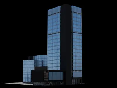 skyscraper tall building Low-poly 3D model