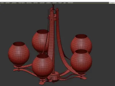 Modern Bud Pendant Light Grey Glass 5 Heads Low-poly 3D model