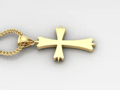 Light Gold 18K Cross Pendant 1CP045 3D print model