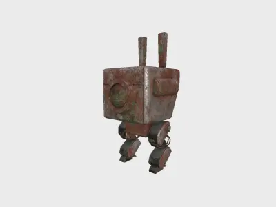 Robot C4 Destroyed Rust - Sentinel Character SciFi Design Low-poly 3D model