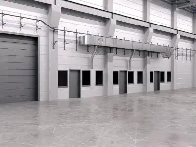 Industrial Hall Interior 2 Low-poly 3D model