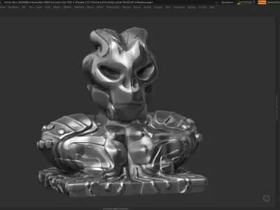 robot head bust 08 3d print model 3D print model