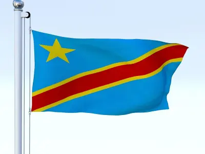 Animated Democratic Republic of Congo Flag Low-poly 3D model