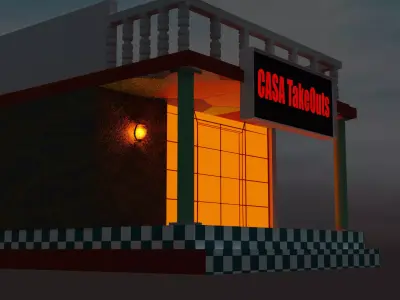 Fast Food Restaurant Free low-poly 3D model