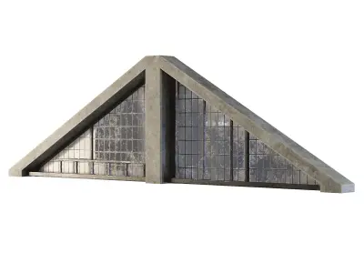 Factory Front Wall Triangle with Windows 3D model