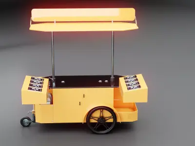 Mobile Food Cart Low-poly 3D model