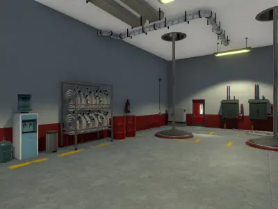 Fire Department - Modular pack with interior Low-poly 3D model