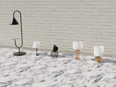 Five lamps with different designs Low-poly 3D model