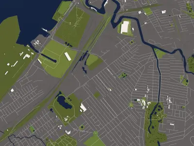 Buffalo USA 50x50km City Map 3D model