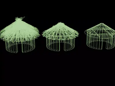 Stylized African Huts Pack Low-poly 3D model