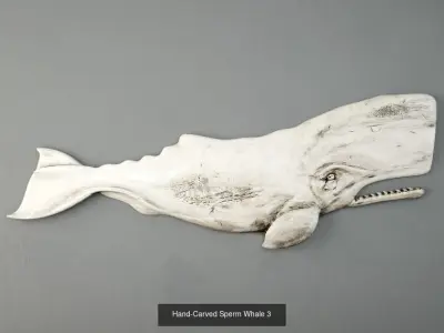 Carved Wooden Whales Collection 3D Model Pack