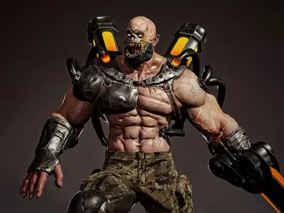 Maniac Zombie Cyber Zombie Boss Zombie Mutant Low-poly 3D model