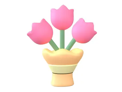 Flower Bouquet Icon v1 003 Low-poly 3D model