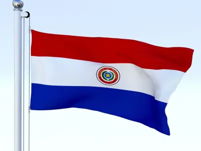 Animated Paraguay Flag Low-poly 3D model
