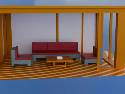 comtemporary lounge pavilion-fully furnished 3d model Low-poly 3D model
