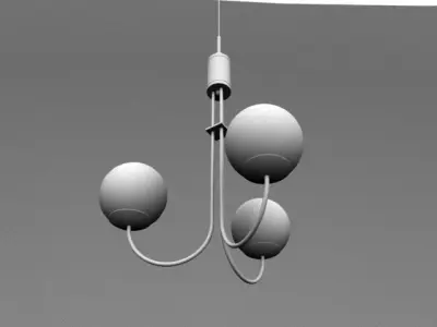 Light-02 pendant light with three balls hanging from it Low-poly 3D model