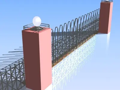 Fence and Gate 05 3D model