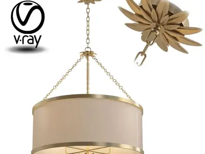 Broche 6 Light Antique Gold Chandelier 3D model