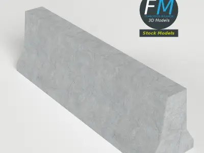 Concrete road barrier 3D model
