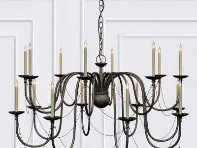 Currey Company Digby Mole Black 16 Light Chandelier 3D model