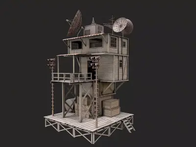 Post Apo Wooden Platform Structure 1 Low-poly 3D model