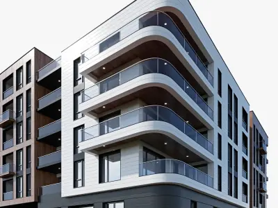 Modern residential building 16 3D model