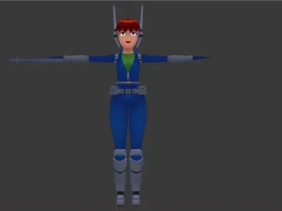 Space girl laser gun Low-poly 3D model