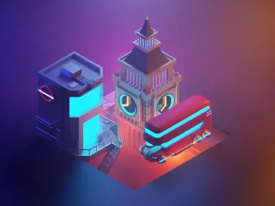 Isometric London Futuristic Landscape 3D model