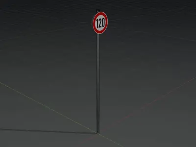 Traffic sign 274-120 Speed limit 120 km h Size 1 Low-poly 3D model