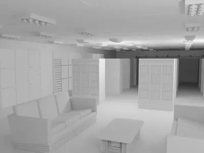 Library Interior No Material 3D model