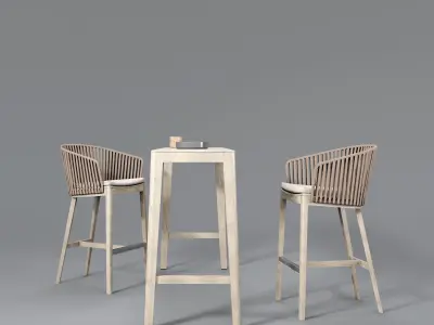 Mood bar chair and table 3D model
