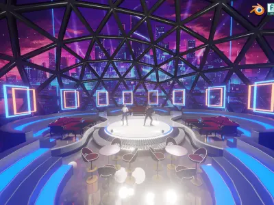 Sci-fi Rooftop Private Nightclub and Entertainment venue 3D model