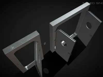 Laboratory Door - Double Single Metal Glass Low-poly 3D model
