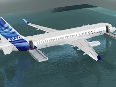  Airbus A220 Emergency Ditching with Inflated Slides 