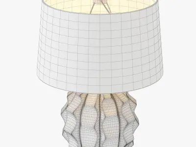 SCALLOPED CERAMIC TABLE LAMP  WHITE 3D model