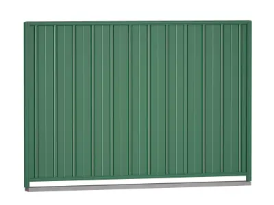 Metal fence made of profile sheet with a wicket sliding gates 3D model