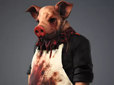 Horror Pig Butcher Character  Dark Concept Art  Game Character  3D model
