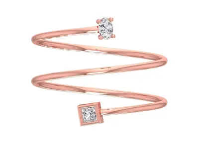 Solitaire Women Spiral Princess Oval Stone Band Ring 3D print model