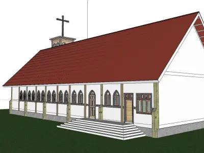 Architecture-Religion-God-Culture-Temple-0298 church with cro... 3D model