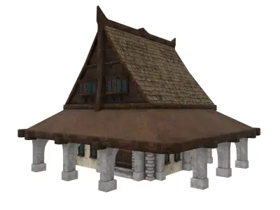 Medieval house Low-poly 3D model 33