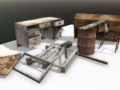 Junk and scraps package 01 - By BigMouse Low-poly 3D model