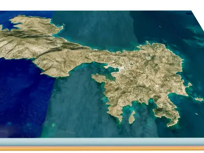 Leipsoi island full 3D model terrain Low-poly 3D model