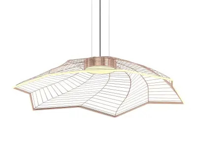 Acrylic pendant light with leaf shape hanging from it 3D model