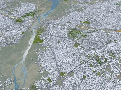 Lahore Pakistan 50km Low-poly 3D model