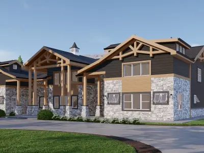 Revit Barndominium House FBX CAD Blue prints 3D model