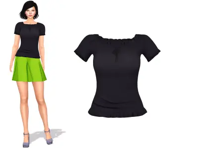 Ladies Short Sleeves Summer Top Low-poly 3D model