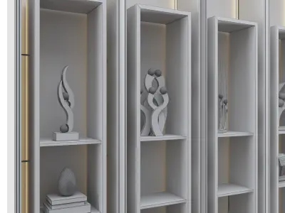 Shelf 3d Model bookcase with glass doors and shelves 3D model